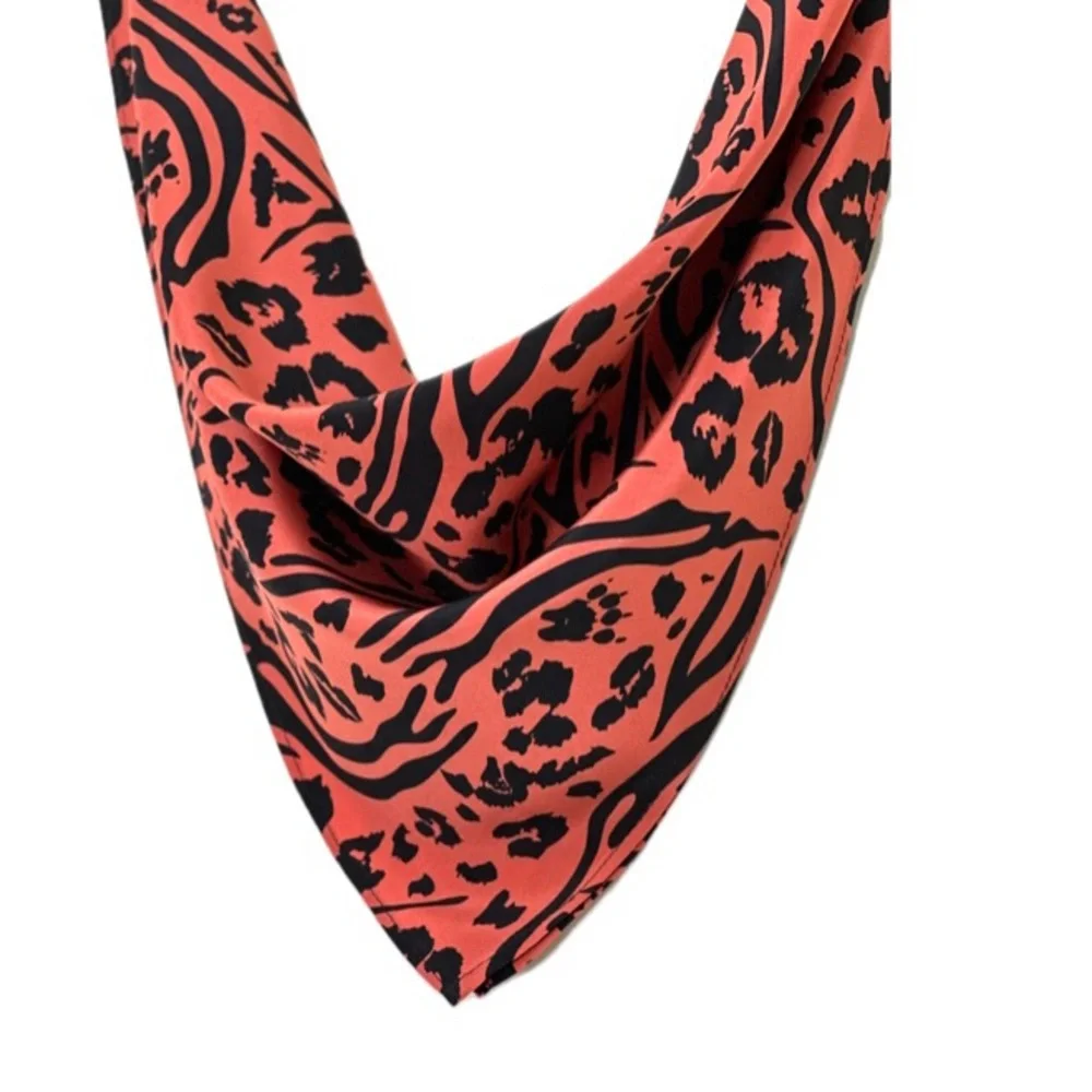 NWT SILKLETTE Kelly 100% Fine Silk Kerchief Scarf ORANGE/BLACK